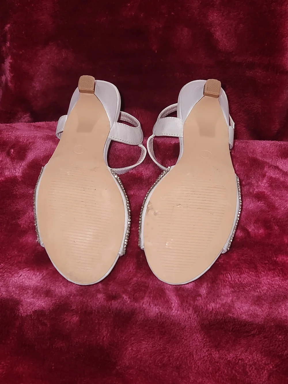 David's Bridal Girls' White Rhinestone Dress Sandals